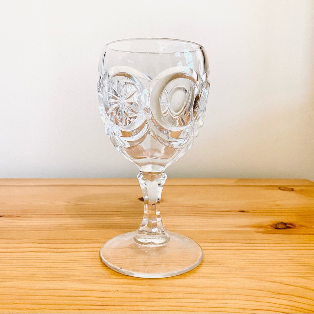 Vintage Red Cliff Knobby Bulls Eye goblet glass cup glassware chalice